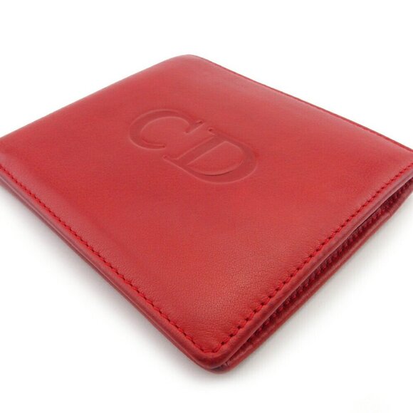 DIOR Bi -fold Wallet CD Mark Leather Authentic USED - Picture 5 of 9